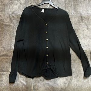 Long sleeve button down with tie in front